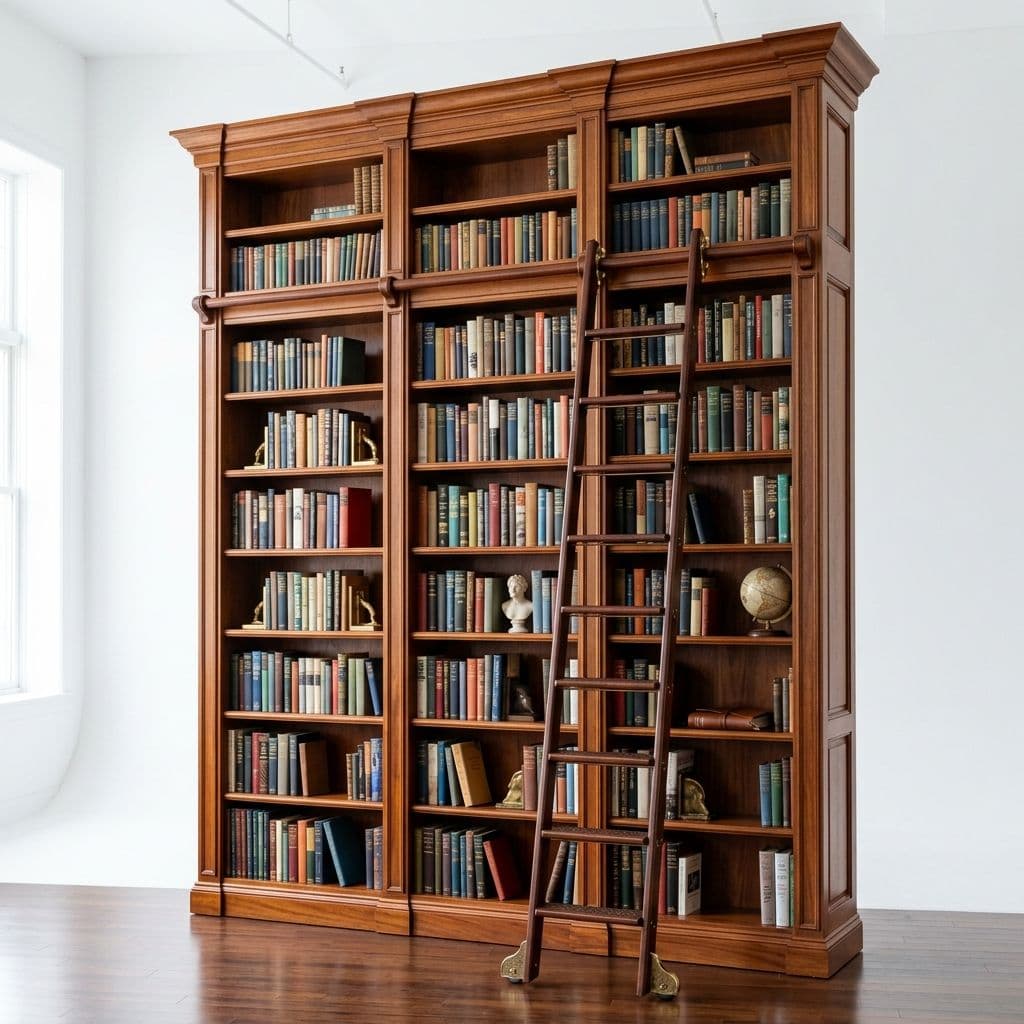 Library Bookshelf with Ladder
