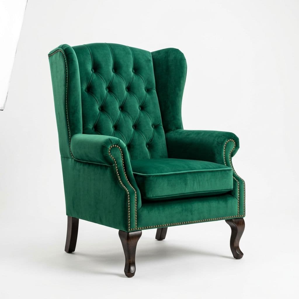 Velvet Wingback Armchair